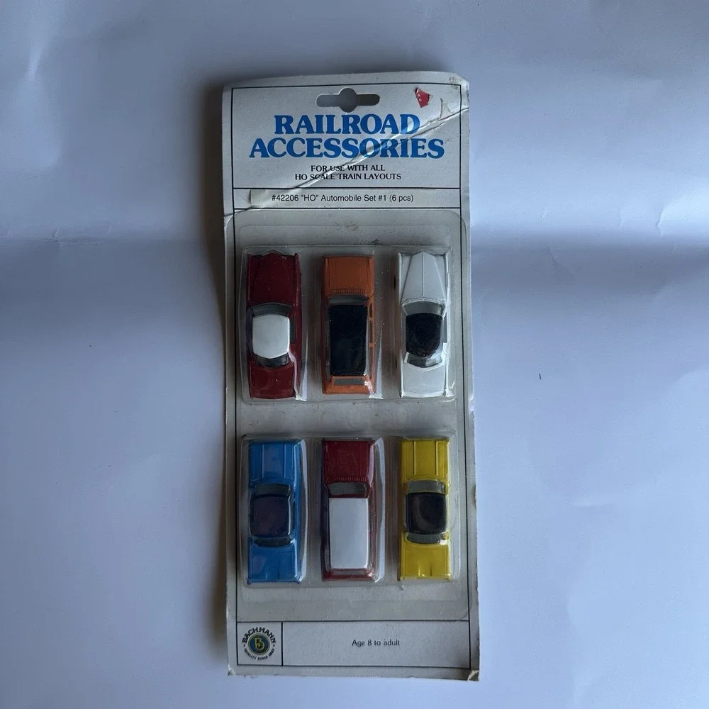 New Sealed Vintage Bachmann HO #42206 Automobile Set #1 Train Layout Cars